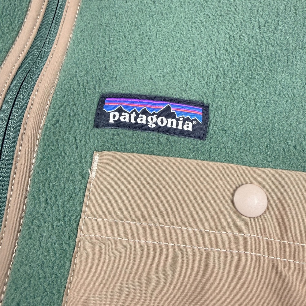 Patagonia Synchilla Fleece Jacket Green Beige Trim Full Zip Men's Size Small - Picture 4 of 8